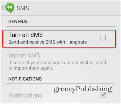 Hangouts SMS désactivés