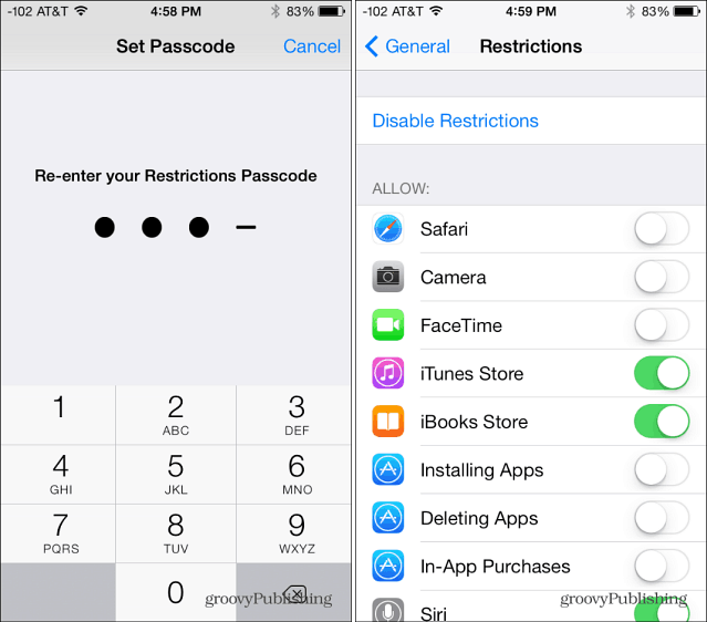 Restrictions d'application iOS 7