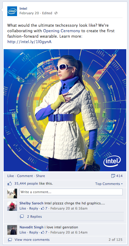 intel post sur facebook