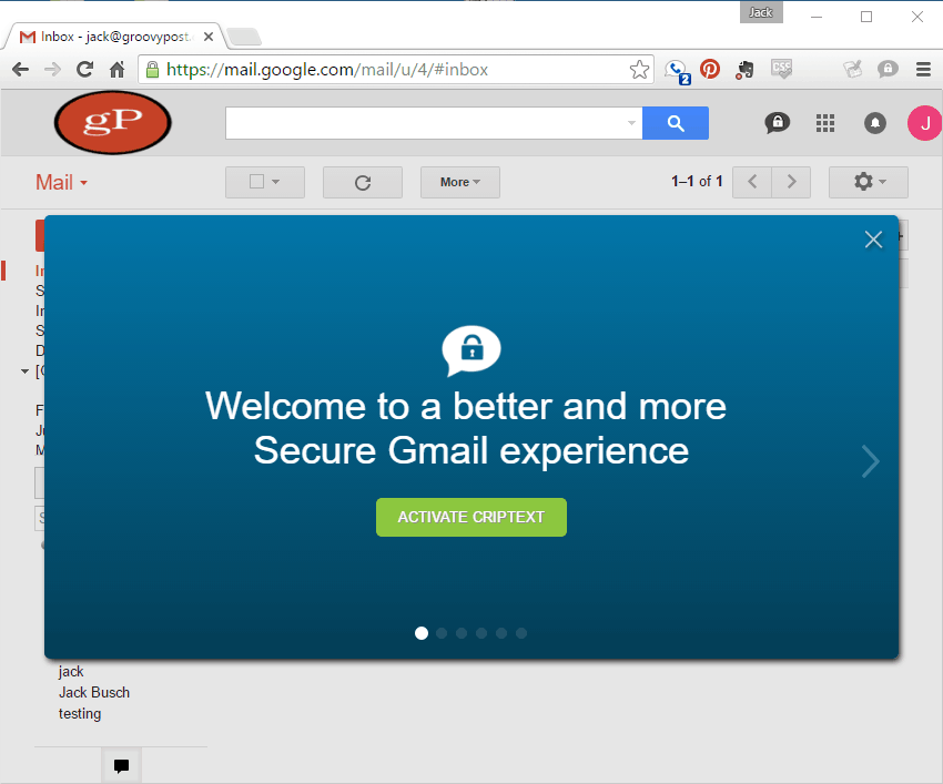 Criptext installé dans gmail
