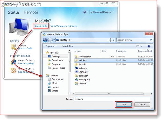 Synchronisation d'un dossier avec Windows Live Sync Beta