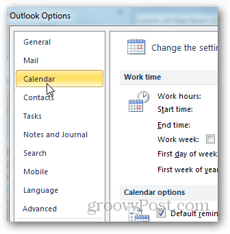 add-new-outlook-timezones Cliquez sur Calendrier