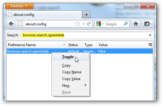 basculer les paramètres openintab