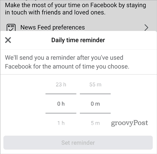 Rappel de votre temps sur Facebook