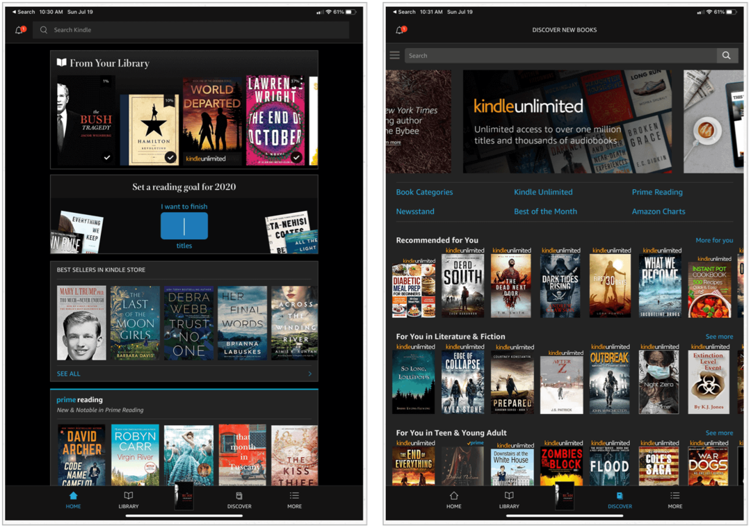 Amazon Kindle sur iPad