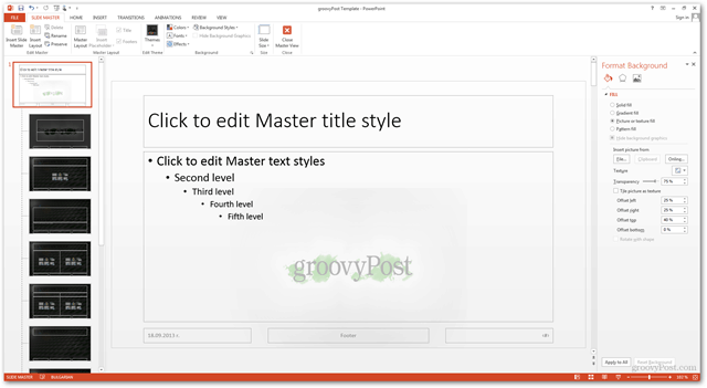 Modèle Office 2013 Créer Créer un design personnalisé POTX Personnaliser les diapositives Tutoriel Comment faire pour différents arrière-plans Arrière-plan