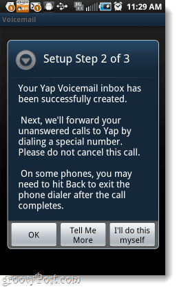 Configuration de la messagerie vocale Yap étape 2