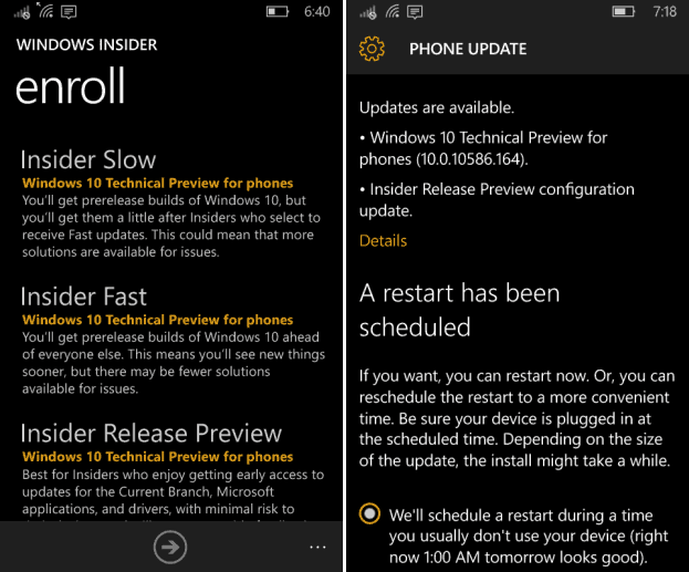 Windows 10 Mobile Build 10586.164 est sorti, changez d'anneau pour l'obtenir