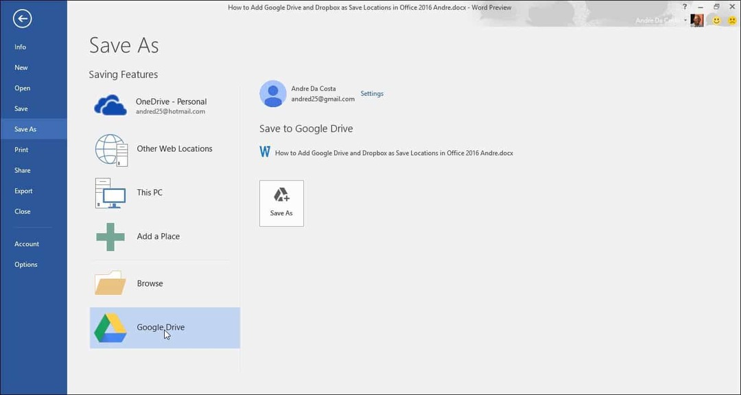Ajouter Google Drive et Dropbox comme emplacements d'enregistrement dans Microsoft Office