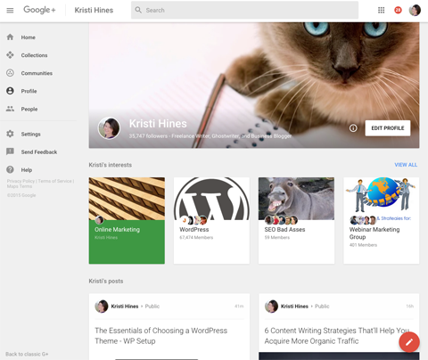 nouveau design de profil google plus