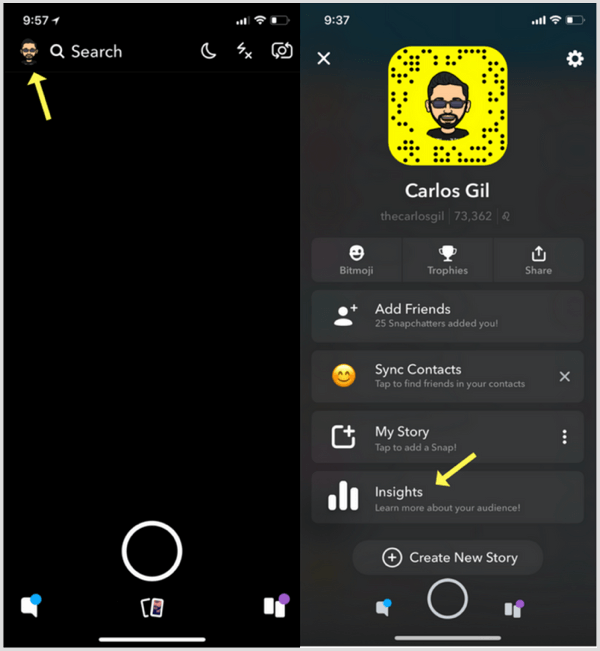Snapchat Insights comment accéder