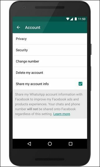 Empêcher WhatsApp de partager des données de contact avec Facebook