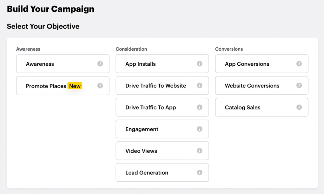 sélectionner l'objectif de la campagne Snapchat Instant Create