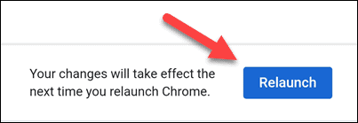Bouton pour relancer Chrome sur mobile