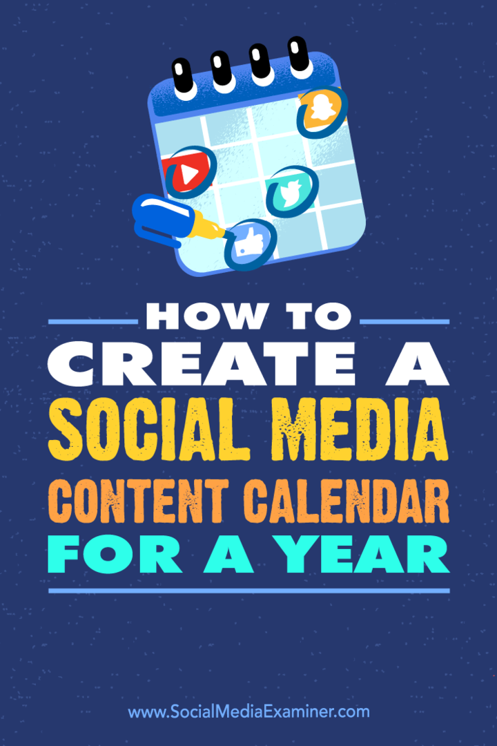 Comment créer un calendrier de contenu de médias sociaux pendant un an par Leonard Kim sur Social Media Examiner.