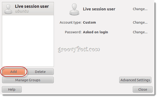 utilisateur de session en direct ubuntu