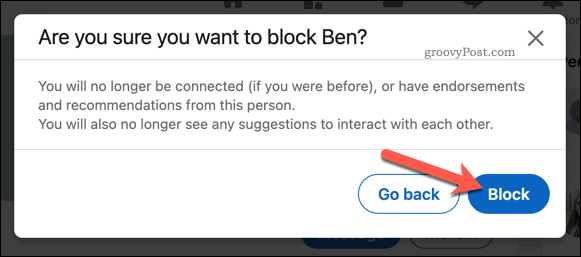Confirmer un blocage sur LinkedIn