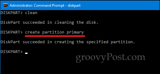 Ligne de commande DiskPart Windows 10