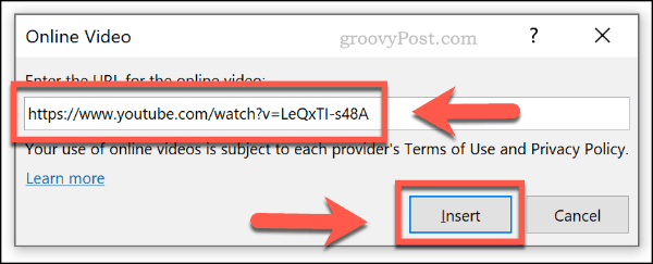 Insertion d'une vidéo en ligne par URL dans PowerPoint