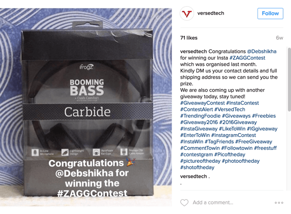 N'oubliez pas d'annoncer le gagnant de votre concours de selfies Instagram.