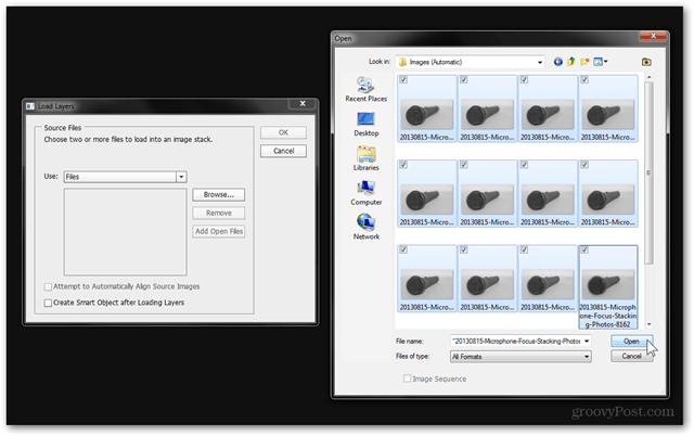 didacticiel de photographie de photoshop développer dof charger des images focus empiler la pile