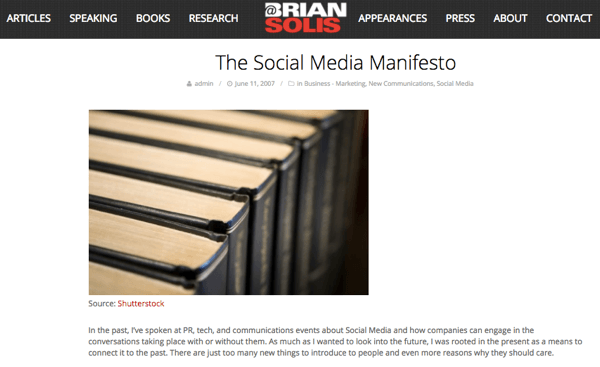 Quand Brian a vu le potentiel des médias sociaux, il a écrit The Social Media Manifesto.