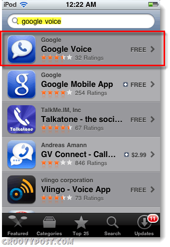 Google Voice dans l'App Store pour iPod ou iPad