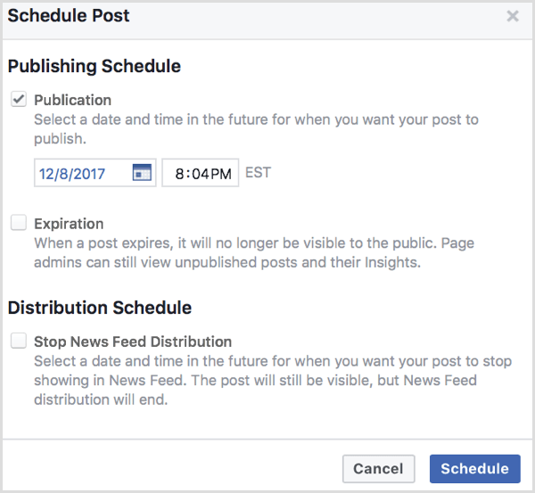 Publication du calendrier de téléchargement de vidéos sur Facebook