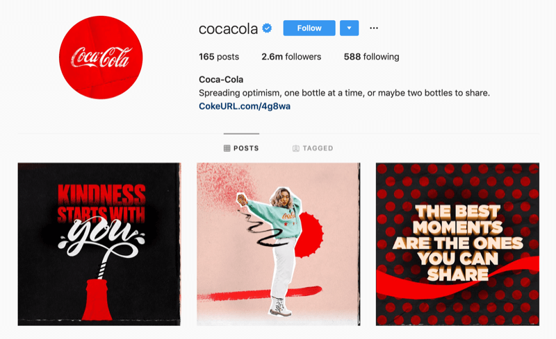 Profil Instagram de Coca-Cola