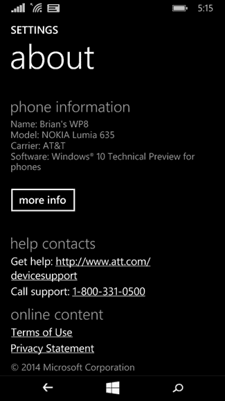 Aperçu technique de Windows 10 pour les téléphones