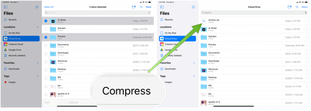 Compresser des fichiers sur iPad