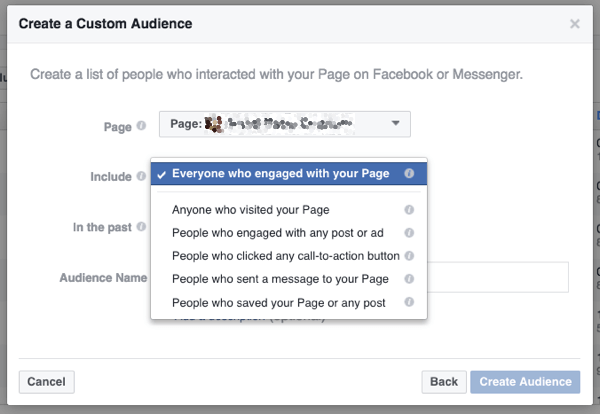 Vous pouvez même recibler toute personne qui interagit avec votre page.