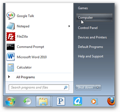 menu de démarrage ordinateur windows 7