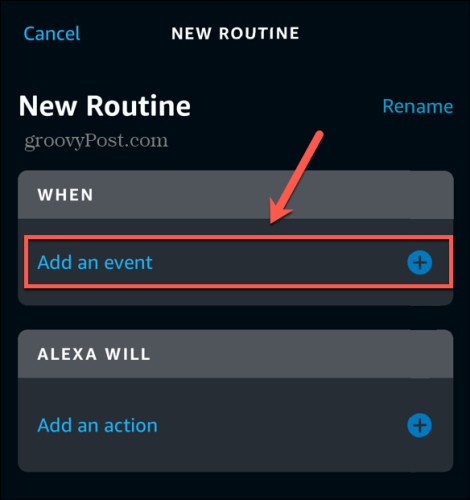 Application Alexa ajouter un événement