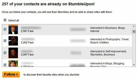 Contacts sur StumbleUpon