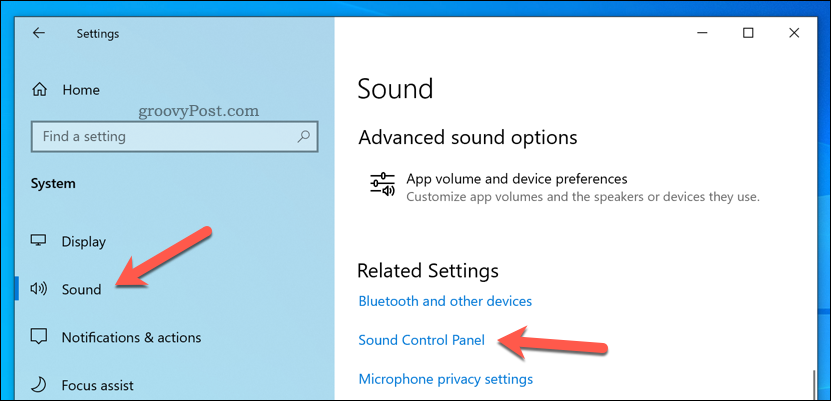 Ouvrez le panneau de configuration du son sur Windows 10