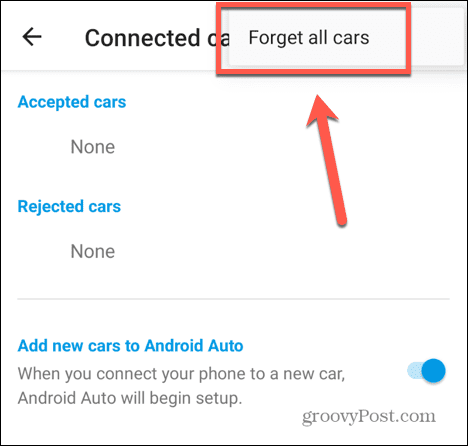 android auto oublier toutes les voitures