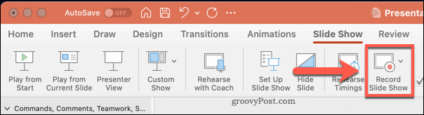 Enregistrer les options du diaporama dans PowerPoint sur Mac