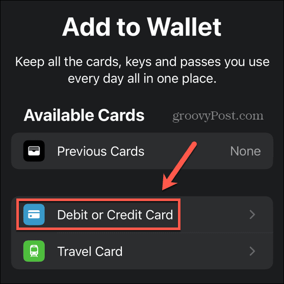 cartes de débit ou de crédit Apple Pay
