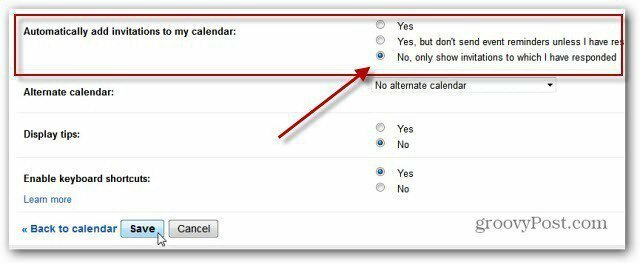 Désactiver les événements du calendrier Google+ Inviter des notifications
