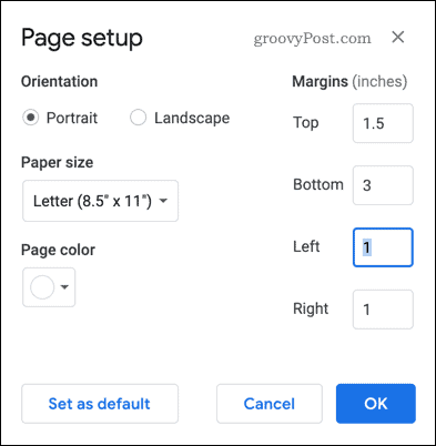 Mise en page dans Google Docs