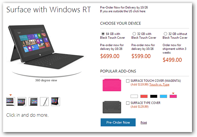 Microsoft annonce le prix de la tablette Surface RT, disponible en précommande