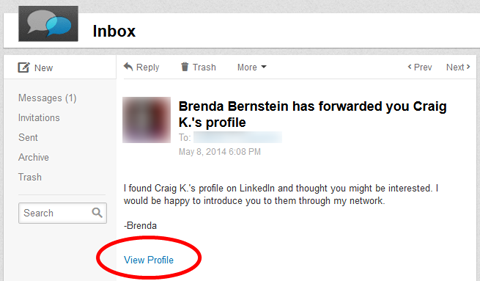 affichage d'un profil LinkedIn via inmail