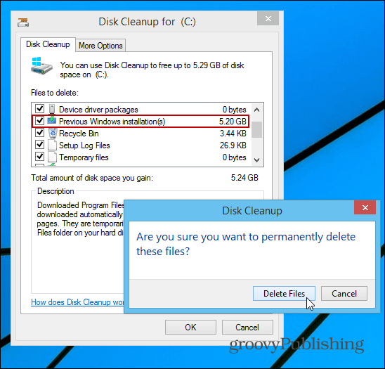 Récupérez de l'espace disque dur après une mise à niveau Windows