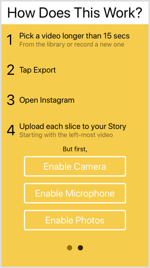 Activez l'appareil photo, le microphone et les photos dans Storeo.