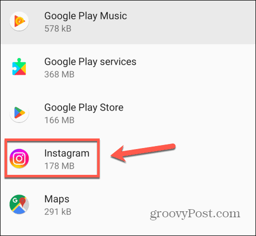 application Instagram pour Android