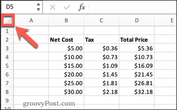 sélectionner toutes les cellules excel