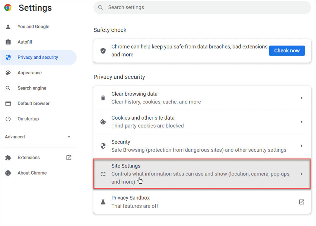 les paramètres du site désactivent les notifications sur le chromebook