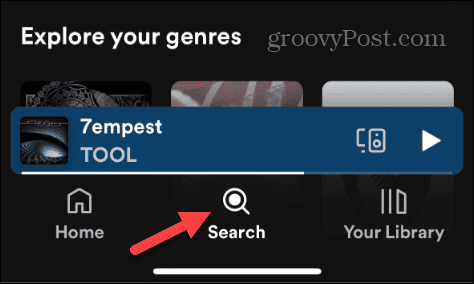 bouton de recherche Spotify mobile