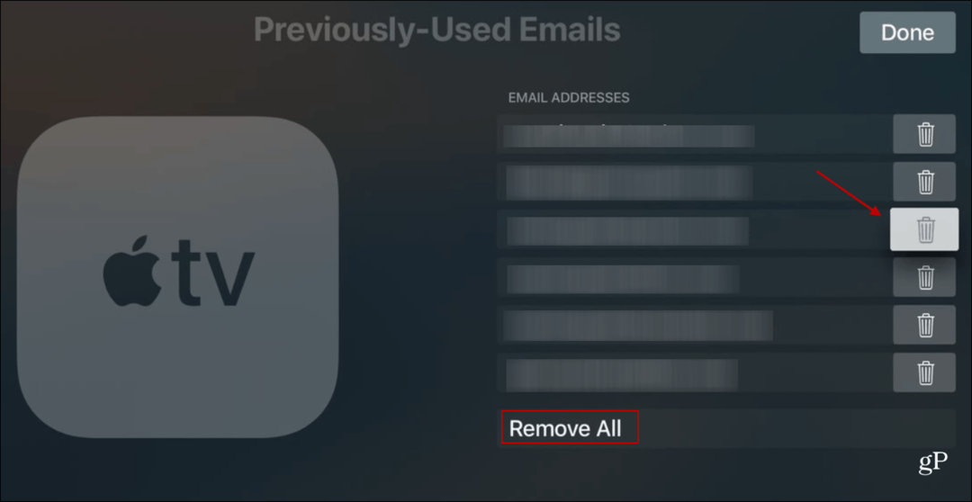 Supprimer les e-mails précédemment utilisés Apple TV